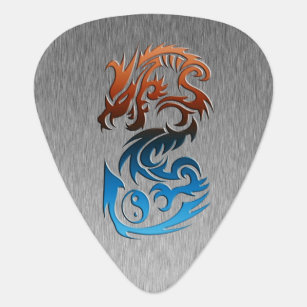 Dragon 2 Yin Yang blue bronze Guitar Pick
