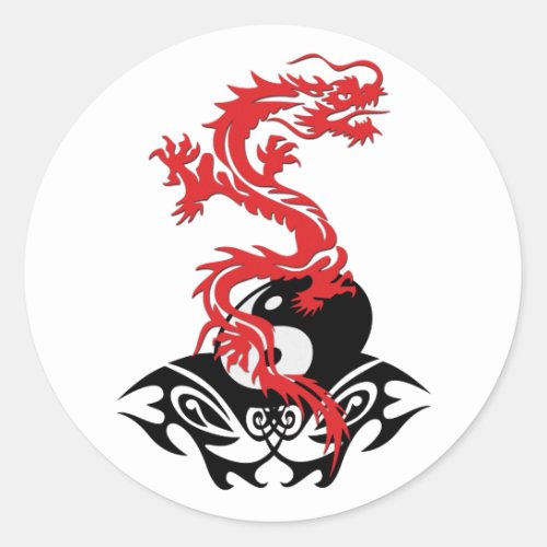 Dragon 40 yin yang classic round sticker