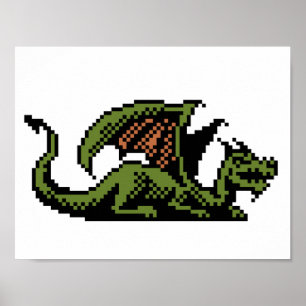 Dragon 8-Bit Pixel Art Poster