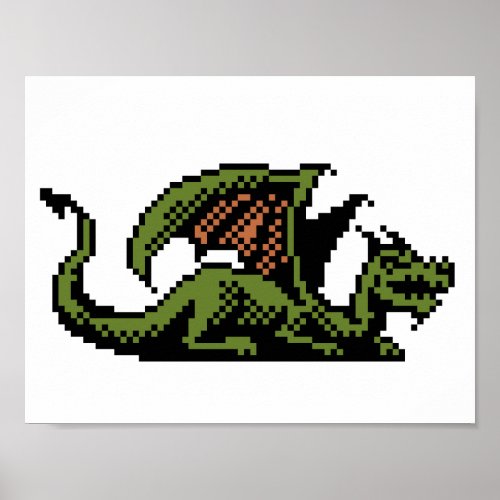 Dragon 8_Bit Pixel Art Poster