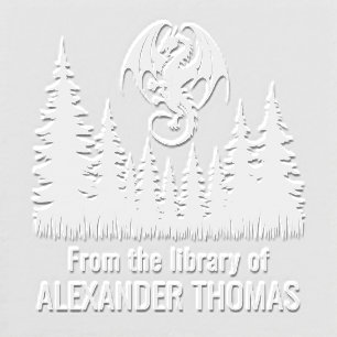 Dragon Above Fir Trees Library Book Name Embosser