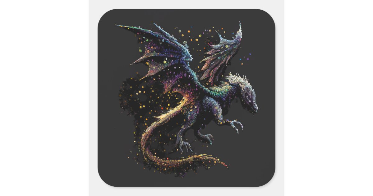 Dragon Air Elemental Square Sticker | Zazzle