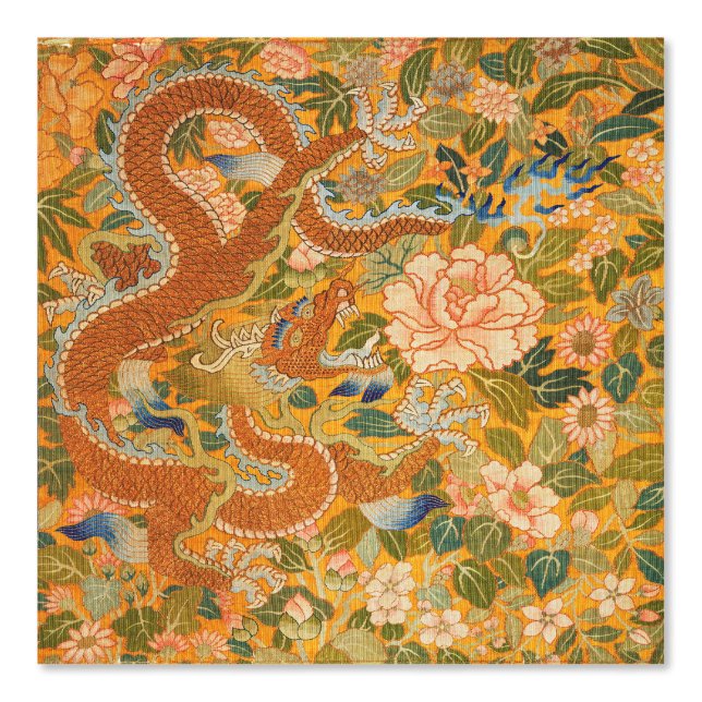 DRAGON AMONG PEONIES,FLOWERS,GREEN LEAVES Floral Wallpaper (Front)