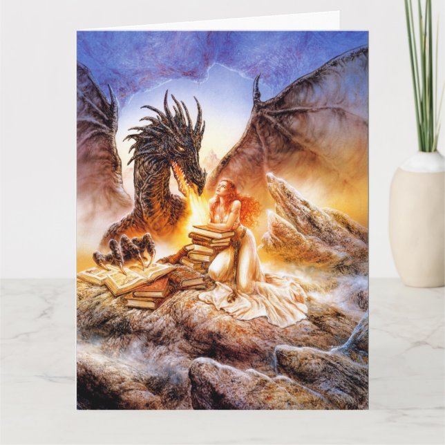 Dragon and a Lady Greeting Card (Front)