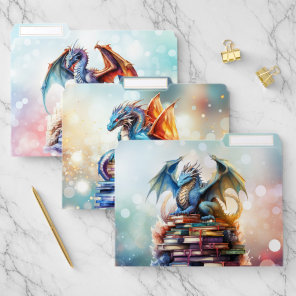 Dragon and Books File Folders