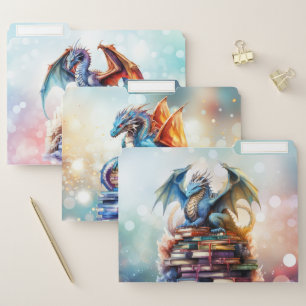 Dragon and Books File Folders