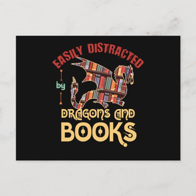 Dragon And Books Postcard (Front)