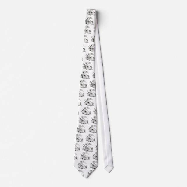 dragon and boy black and white tie (Front)