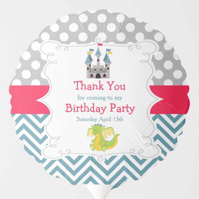 Dragon and Castle Birthday Party Balloon (Front)