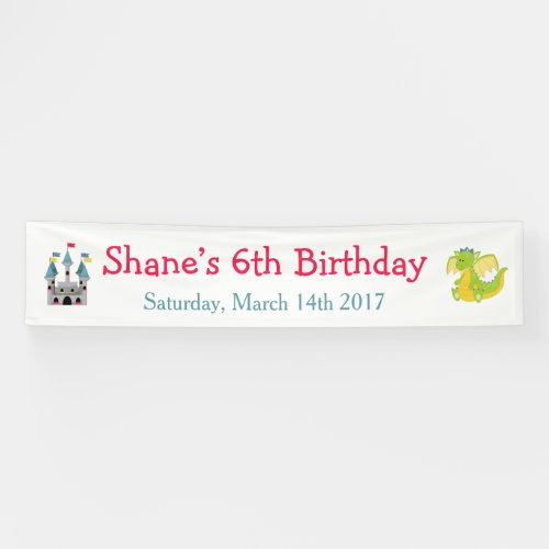 Dragon and Castle Birthday Party Banner