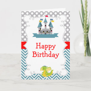 Dragon and Castle Birthday Party Card