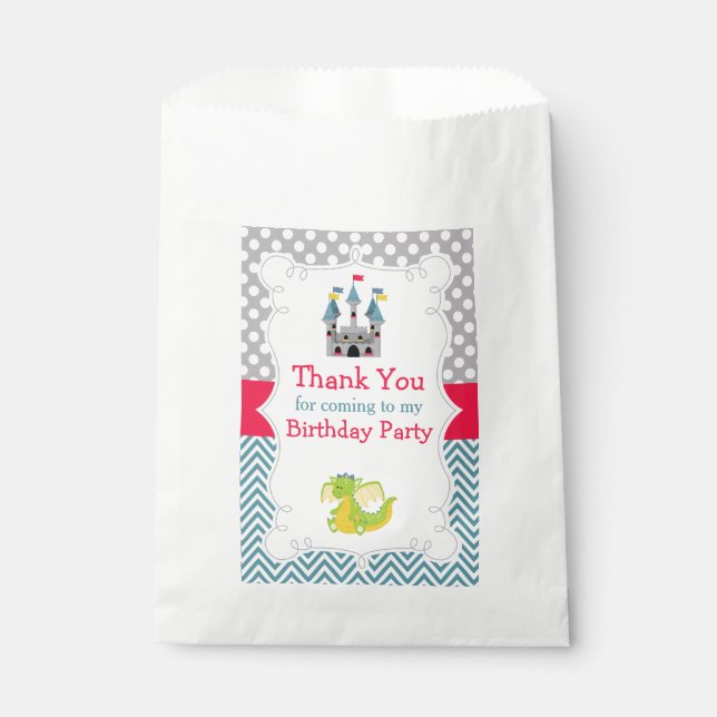 Dragon and Castle Birthday Party Favor Bag (Front)