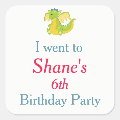 Dragon and Castle Birthday Party I went to Square Sticker