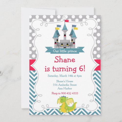 Dragon and Castle Birthday Party Invitation