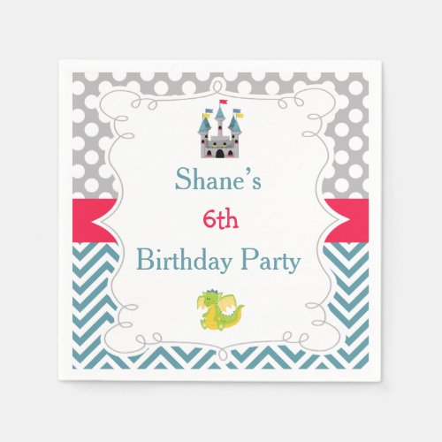 Dragon and Castle Birthday Party Paper Napkins