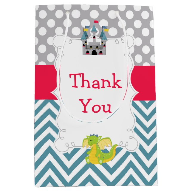 Dragon and Castle Birthday Party Thank You Medium Gift Bag (Front)