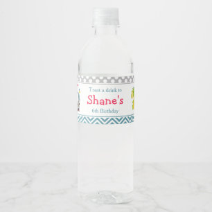 Dragon and Castle Birthday Party Water Bottle Label