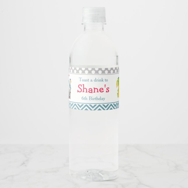Dragon and Castle Birthday Party Water Bottle Label (Front)