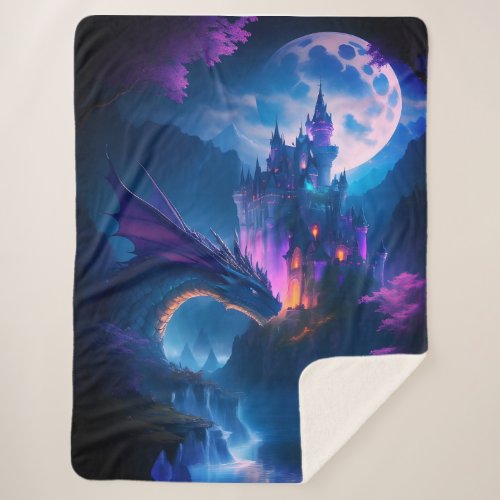 Dragon and Castle  Sherpa Blanket