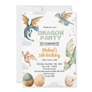 Dragon and eggs birthday Invitation