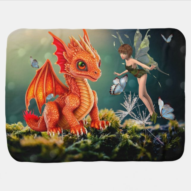 Dragon and Fairy Baby Blanket (Horizontal)