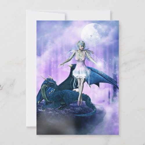 Dragon And Fairy Holiday Card