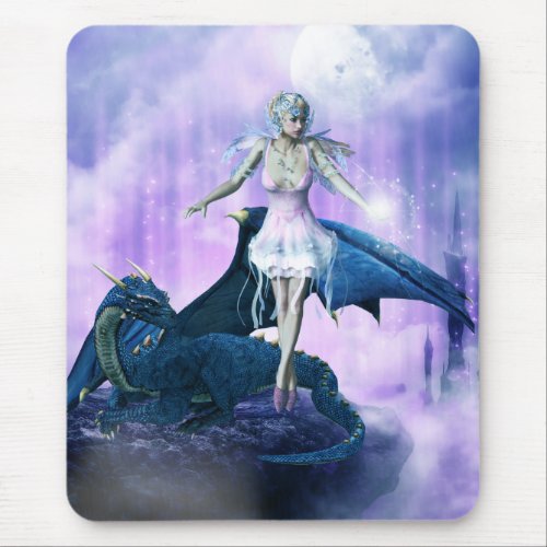 Dragon And Fairy Mouse Pad