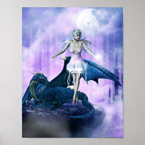 Dragon And Fairy Poster