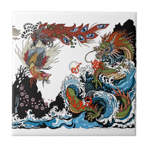 Dragon and Feng Huang Illustration by Insima Ceramic Tile