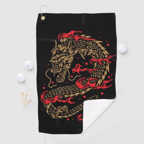 Dragon and Flames Golf Towel
