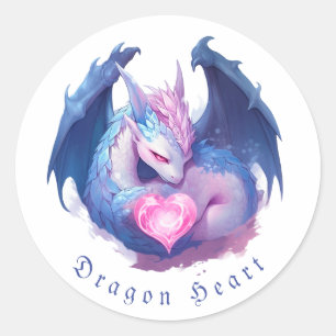 Dragon and heart classic round sticker