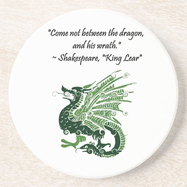Dragon and His Wrath Shakespeare King Lear Cartoon Drink Coaster (Front)