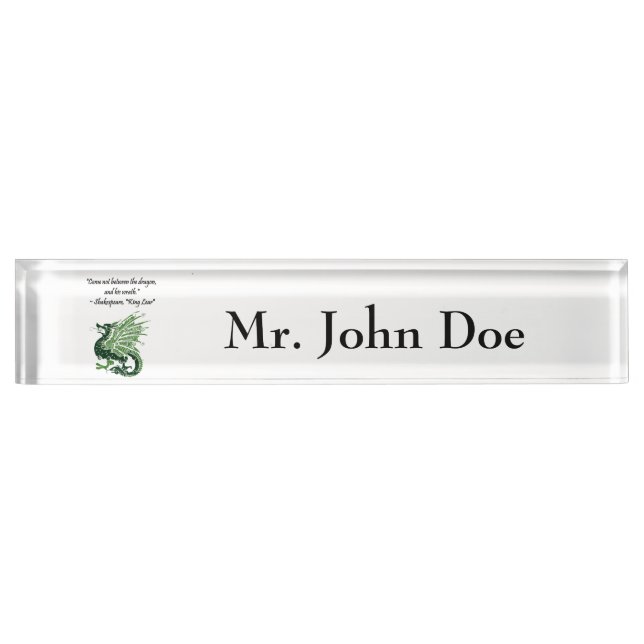 Dragon and His Wrath Shakespeare King Lear Cartoon Name Plate (Front)