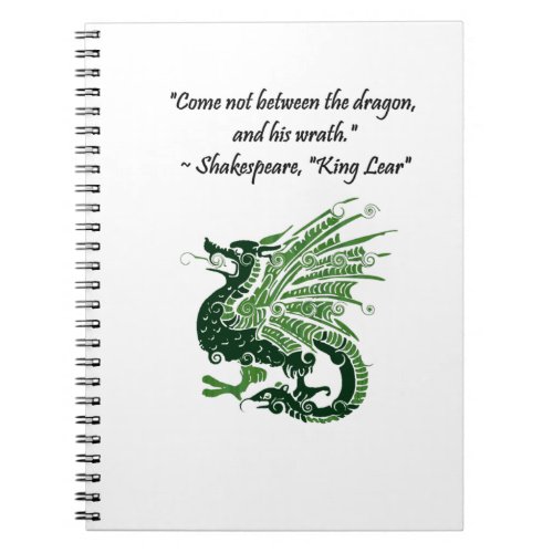Dragon and His Wrath Shakespeare King Lear Cartoon Notebook