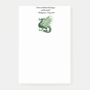 Dragon and His Wrath Shakespeare King Lear Cartoon Post-it Notes