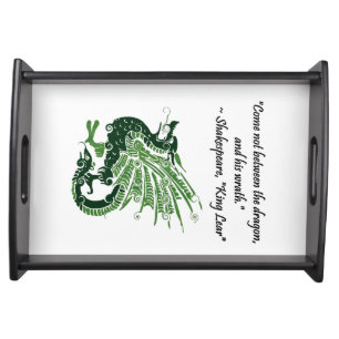 Dragon and His Wrath Shakespeare King Lear Cartoon Serving Tray