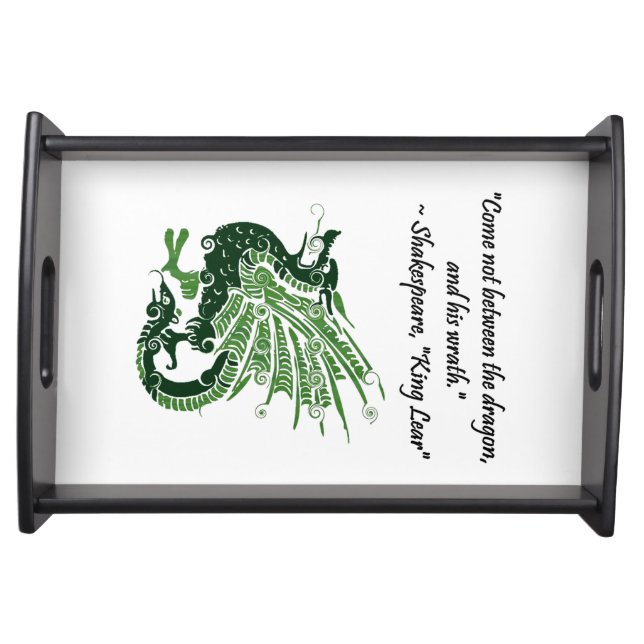 Dragon and His Wrath Shakespeare King Lear Cartoon Serving Tray (Front)