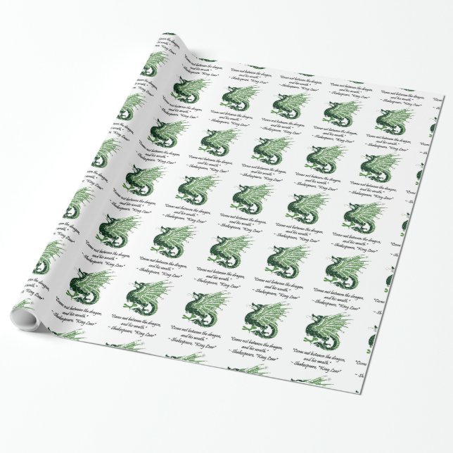 Dragon and His Wrath Shakespeare King Lear Cartoon Wrapping Paper (Unrolled)