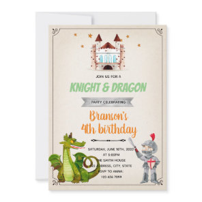 Dragon and knight birthday theme holiday card