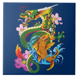 Tile Decorative Ceramic Art ~ Dragon Flower B 4x4 