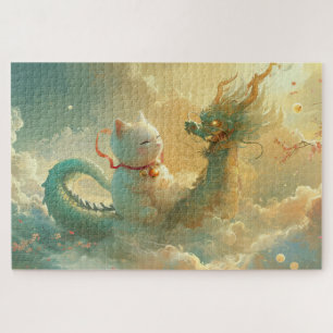 Dragon and Lucky Cat Jigsaw Puzzle