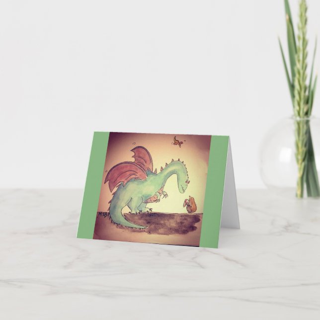 Dragon and mole letterpress thank you card (Front)