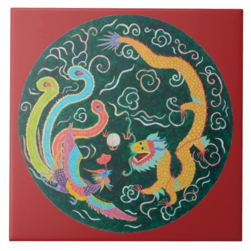 Dragon and Phoenix  Ceramic Tile
