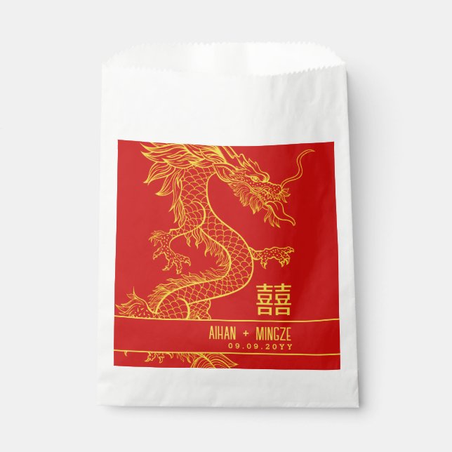 Dragon and Phoenix | Double Happiness Favor Bag (Front)