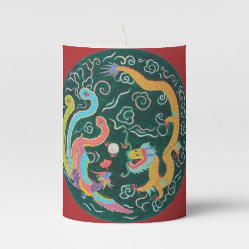 Dragon and Phoenix  Pillar Candle