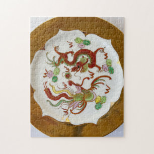 Dragon and Phoenix porcelain plate Jigsaw Puzzle