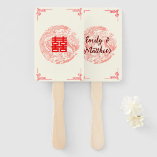 Dragon and Phoenix red chinese wedding Hand Fan