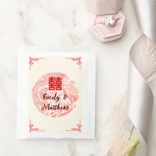 Dragon and Phoenix red chinese wedding Tea Bag Drink Mix