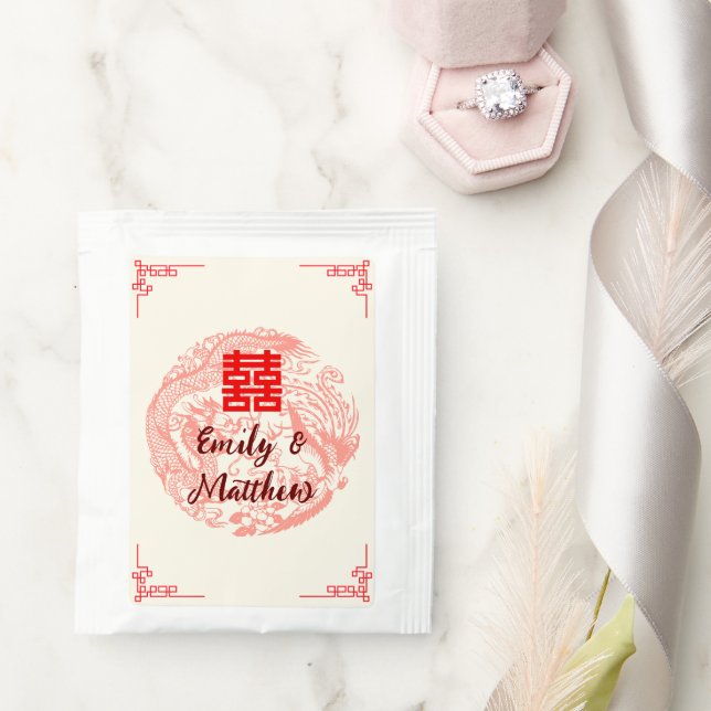 Dragon and Phoenix red chinese wedding Tea Bag Drink Mix (Wedding)