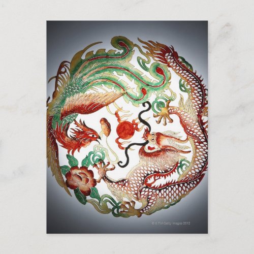 Dragon and Phoenix Stencil Postcard